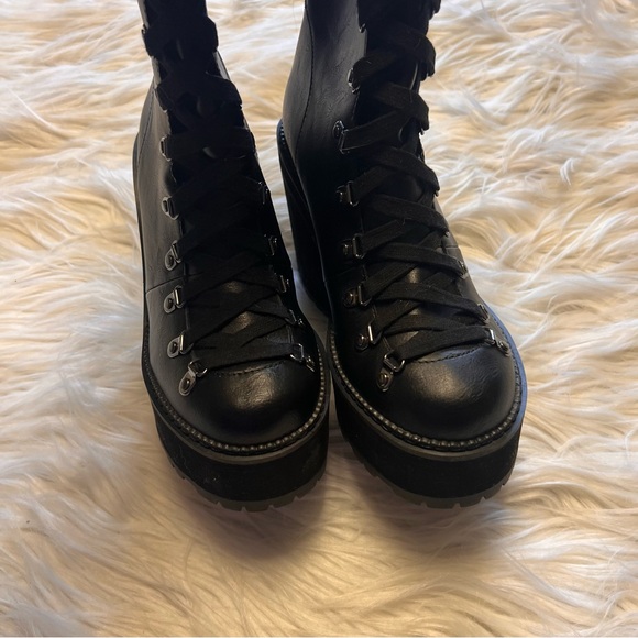 Dolls Kill Black Lace Up Platform Boots - Picture 3 of 7